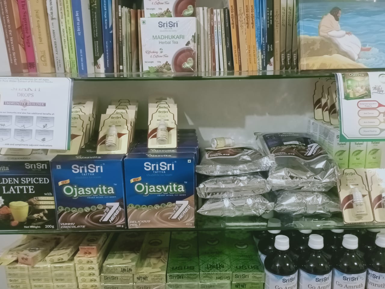 Display of * Aap ka Suraksha Chakra Campaign * at * Sri Sri divine Store * Hanamkonda Warangal Telangana India Ayurveda Initiative for Global Health