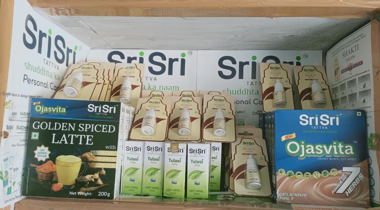 Display of * Suraksha Chakra Campaign * at * Sri Sri Ayurveda and Organic * Warangal Telangana India * Immunity Through Ayurveda * Shakti Drops | Organic Tulasi Arka | Ojasvita Ayurveda Initiative for Global Health
